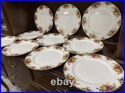 (10) ROYAL ALBERT OLD COUNTRY ROSES RIMMED 10 Dinner Plates Made In England