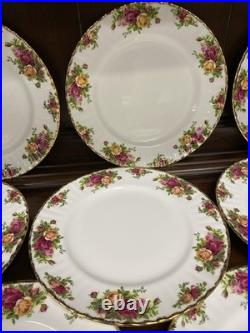 (10) ROYAL ALBERT OLD COUNTRY ROSES RIMMED 10 Dinner Plates Made In England