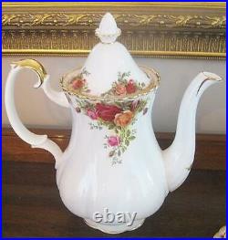 10 pc Royal Albert Old Country Roses Coffee Pot Plates Cups Saucer Creamer Sugar