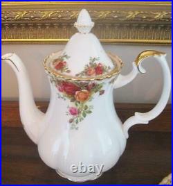 10 pc Royal Albert Old Country Roses Coffee Pot Plates Cups Saucer Creamer Sugar