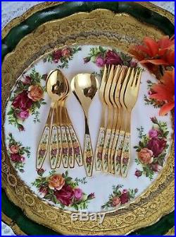 13 Piece Vintage Royal Albert Old Country Roses Tea Spoons and Cake Forks Set