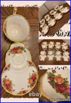 (16) Royal Albert OLD COUNTRY ROSES Snack Tennis Plate Cup England Made, Lovely (16) Royal Albert OLD COUNTRY ROSES Snack Tennis Plate Cup England Made, Lovely