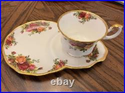 (16) Royal Albert OLD COUNTRY ROSES Snack Tennis Plate Cup England Made, Lovely (16) Royal Albert OLD COUNTRY ROSES Snack Tennis Plate Cup England Made, Lovely