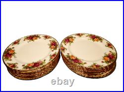 16 UNUSED Royal Albert Old Country Roses 8 1/8 Salad Plates withGold Trim ENGLAND