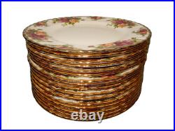 16 UNUSED Royal Albert Old Country Roses 8 1/8 Salad Plates withGold Trim ENGLAND