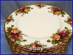 16 UNUSED Royal Albert Old Country Roses 8 1/8 Salad Plates withGold Trim ENGLAND