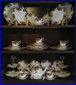 1960's Royal Albert English Bone China Old Country Roses 8 Place Settings WithMore