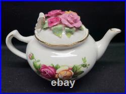1960s Royal Albert Old Country Roses Rose Bouquet Teapot w Lid