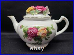 1960s Royal Albert Old Country Roses Rose Bouquet Teapot w Lid