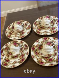 1962 Royal Albert Bone China Old Country Roses 5pc Place Settings 20 Pcs MINT