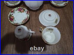 1962 Royal Albert Bone China Old Country Roses Teapot Set Made In England