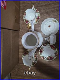 1962 Royal Albert Bone China Old Country Roses Teapot Set Made In England