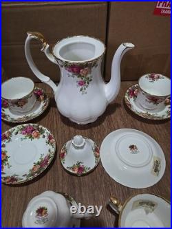 1962 Royal Albert Bone China Old Country Roses Teapot Set Made In England