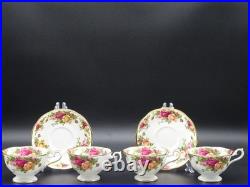 1962 Royal Albert Old Country Roses Rare Footed Cups & Saucers 6 Piece Lot
