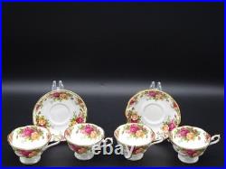 1962 Royal Albert Old Country Roses Rare Footed Cups & Saucers 6 Piece Lot