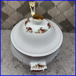 1962 Royal Albert Old Country Roses Soup Tureen with Lid Fluted With Laddle New