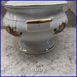1962 Royal Albert Old Country Roses Soup Tureen with Lid Fluted With Laddle New
