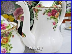 1962 Royal Albert Old Country Roses Teapot coffee pot creamer and Sugar lot set