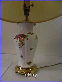 1994 Royal Albert Old Country Roses Electric Lamp Crescent BrassCo Base