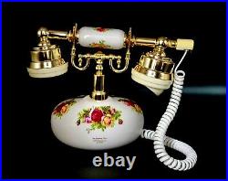 1999 Royal Albert Old Country Roses Cradle Push Button Telephone with US Plug