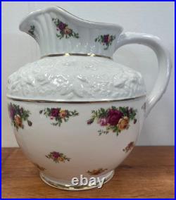 2002 Royal Albert Old Country Roses Sculpted Spouted Handle Water Pitcher