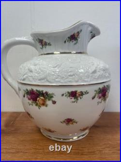 2002 Royal Albert Old Country Roses Sculpted Spouted Handle Water Pitcher