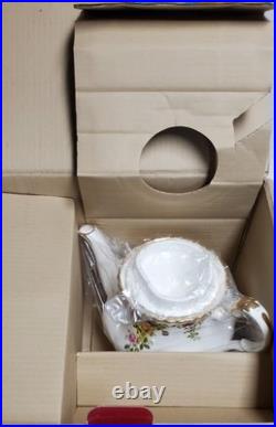 2005 Royal Albert Doulton Old Country Rose Teapot, Cream & Sugar Set New In Box