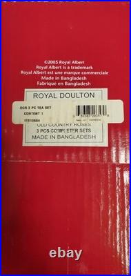 2005 Royal Albert Doulton Old Country Rose Teapot, Cream & Sugar Set New In Box