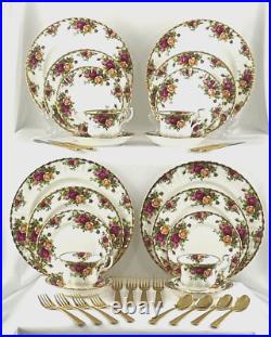 20-Piece Royal Albert Old Country Roses Dinnerware Set England & 16 pc. Flatware 20-Piece Royal Albert Old Country Roses Dinnerware Set England & 16 pc. Flatware