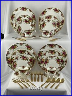 20-Piece Royal Albert Old Country Roses Dinnerware Set England & 16 pc. Flatware 20-Piece Royal Albert Old Country Roses Dinnerware Set England & 16 pc. Flatware