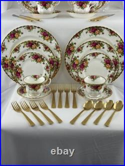 20-Piece Royal Albert Old Country Roses Dinnerware Set England & 16 pc. Flatware 20-Piece Royal Albert Old Country Roses Dinnerware Set England & 16 pc. Flatware