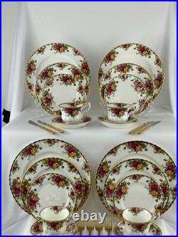 20-Piece Royal Albert Old Country Roses Dinnerware Set England & 16 pc. Flatware 20-Piece Royal Albert Old Country Roses Dinnerware Set England & 16 pc. Flatware