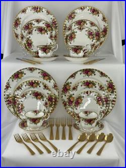 20-Piece Royal Albert Old Country Roses Dinnerware Set England & 16 pc. Flatware 20-Piece Royal Albert Old Country Roses Dinnerware Set England & 16 pc. Flatware
