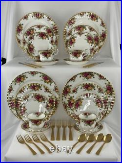 20-Piece Royal Albert Old Country Roses Dinnerware Set England & 16 pc. Flatware 20-Piece Royal Albert Old Country Roses Dinnerware Set England & 16 pc. Flatware