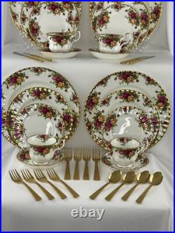 20-Piece Royal Albert Old Country Roses Dinnerware Set England & 16 pc. Flatware 20-Piece Royal Albert Old Country Roses Dinnerware Set England & 16 pc. Flatware