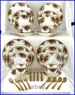 20-Piece Royal Albert Old Country Roses Dinnerware Set England & 16 pc. Flatware 20-Piece Royal Albert Old Country Roses Dinnerware Set England & 16 pc. Flatware