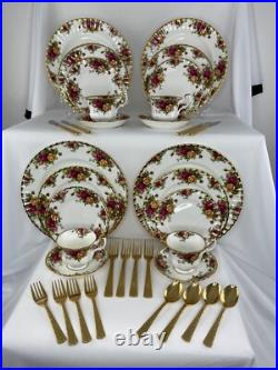 20-Piece Royal Albert Old Country Roses Dinnerware Set England & 16 pc. Flatware 20-Piece Royal Albert Old Country Roses Dinnerware Set England & 16 pc. Flatware