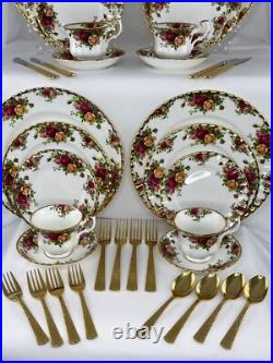 20-Piece Royal Albert Old Country Roses Dinnerware Set England & 16 pc. Flatware 20-Piece Royal Albert Old Country Roses Dinnerware Set England & 16 pc. Flatware