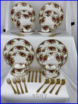 20-Piece Royal Albert Old Country Roses Dinnerware Set England & 16 pc. Flatware 20-Piece Royal Albert Old Country Roses Dinnerware Set England & 16 pc. Flatware