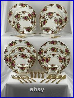 20-Piece Royal Albert Old Country Roses Dinnerware Set England & 16 pc. Flatware 20-Piece Royal Albert Old Country Roses Dinnerware Set England & 16 pc. Flatware
