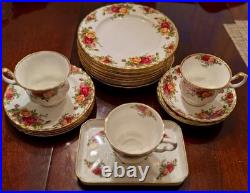 21 Pc Set Royal Albert Old Country Roses Bone China 1962 Marked