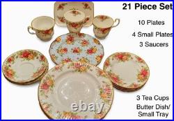 21 Pc Set Royal Albert Old Country Roses Bone China 1962 Marked