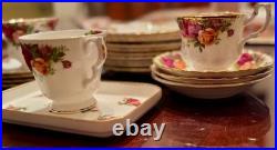 21 Pc Set Royal Albert Old Country Roses Bone China 1962 Marked