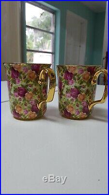 2 Chintz Old Country Rose Mugs Cups Royal Albert England Porcelain