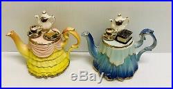 2 Rare Royal Albert Old Country Roses England Earthenware Ladies Teapot Set