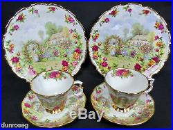 2 Royal Albert Celebration Old Country Roses Garden Cups, Saucers, Plates, Vgc