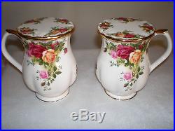 (2) Royal Albert Old Country Roses Coffee Cups Mugs& Lids England 1962