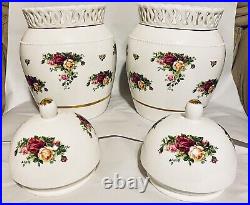 2 Royal Albert Old Country Roses Cookie Biscuit Jar Limited Edition Signed