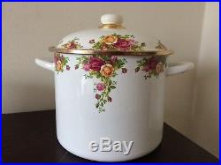 2 Royal Albert Old Country Roses Enamelware 8QT & 4QT Cookware Rare HTF Germany