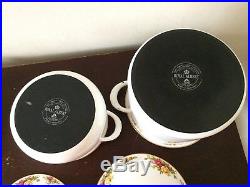 2 Royal Albert Old Country Roses Enamelware 8QT & 4QT Cookware Rare HTF Germany